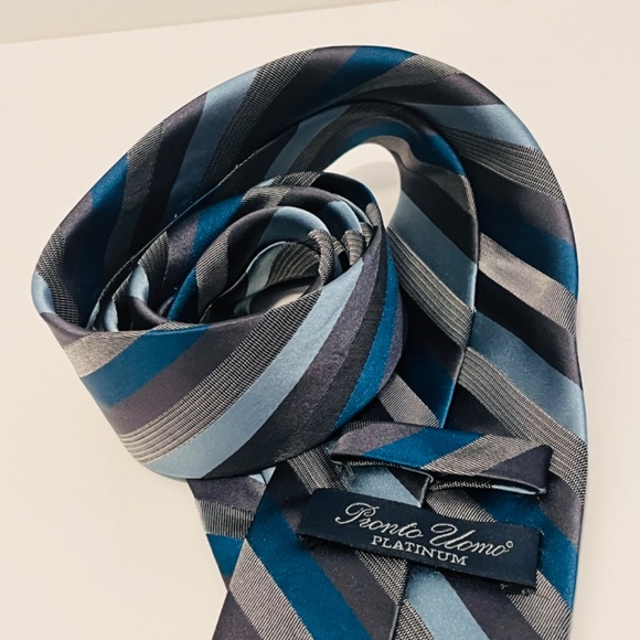 Set Italian 💯 Silk  Ties Valerio Garati Hand Made & Pronto Uomo Platinum Vtg - Picture 11 of 12